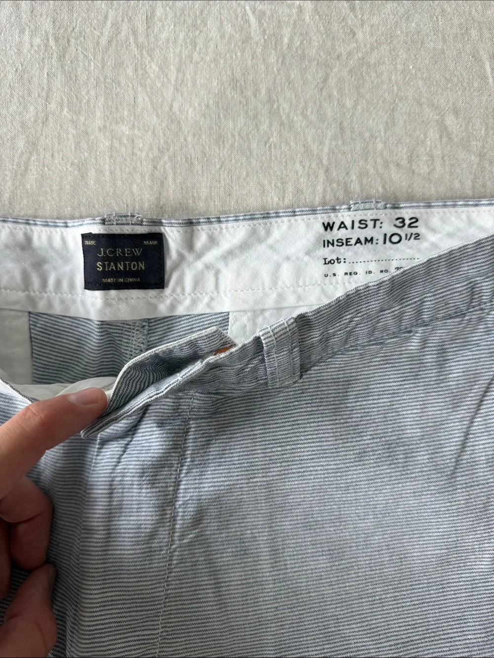 J. Crew Light Blue & White Striped Seersucker Shorts